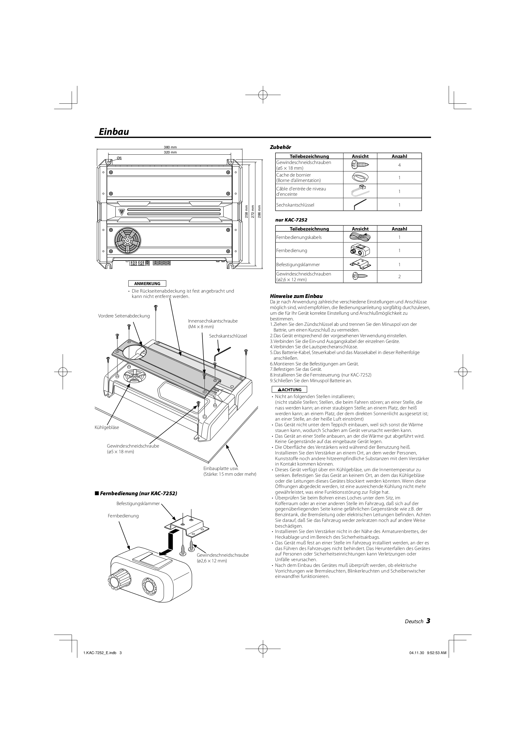 PDF manual for Kenwood Car Amplifier KAC7202
